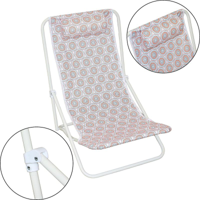 Шезлонг плажа XQMax Folding Beach Lounger, со потпорен перниче, преклоплив, многуобоен