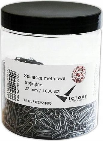 Kapëse zyre Victory Office Product VO63T22KP1000, trekëndore metalike 22mm, 1000 copë, argjendi