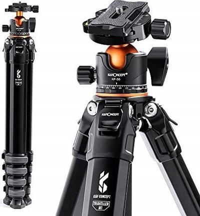 Tripod fotografik K&amp;F Concept KF09.105, lartësi 178 cm, mban deri 15 kg, ngjyrë e zezë