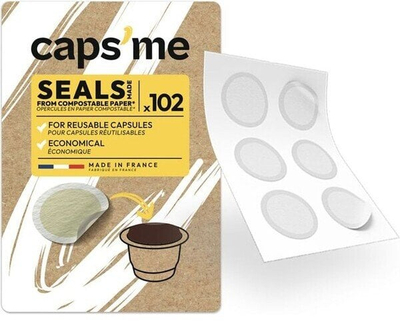 Kapakë letre për kapsula Caps Me Refill, 102 copë, kompakt, të bardhë