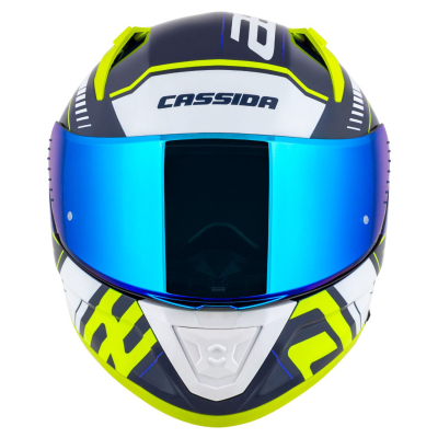 Helmetë moto Cassida Aero Drome, integrale, polikarbonat, blu fluoroshente e bardhë