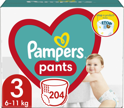 Пелени-шорцеви Памперс Пантс 3, 6-11 kg, 204 парчиња