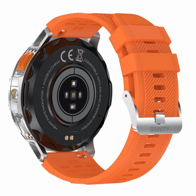 Smartwatch Gravity GT22-4, ekran me ngjyra, i papërshkueshëm nga uji, portokalli me të zezë
