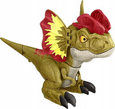 Lodër dinozaur Mattel Jurassic World Dilophosaurus, elektronik me zë dhe lëvizje, 18 cm, shumëngjyrëshe