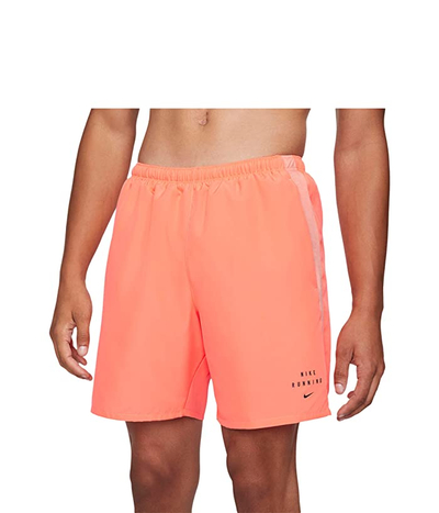 Shorts vrapimi Nike Challenger Run Division, 7", për meshkuj, portokalli, madhësia S