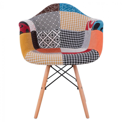 Karrige Mirto me këmbë druri & ulëse patchwork 63×57×80 cm (HM005.25)