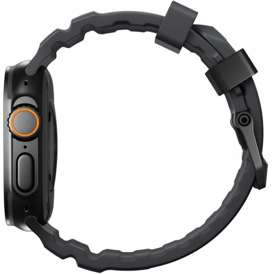 Ремче за рака за Apple Watch Nomad Rocky Point Band, 46mm 49mm, FKM флуороеластомер, боја Storm со црни аксесоари