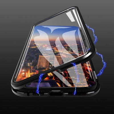 Kllëf magnetik Wozinsky Full Magnetic Case për Samsung Galaxy A72 4G, mbrojtje 360°, xham i fut brenda, zi transparent