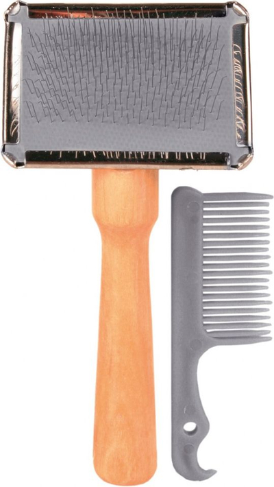Furçë grooming për kafshë Trixie Soft Brush, 6 x 13 cm, me krehër pastrimi
