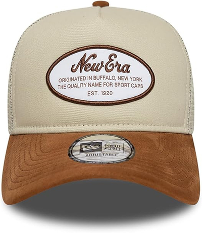 Kapelë New Era 9FORTY A-Frame Trucker Oval Patch Suede, standard, bezhë