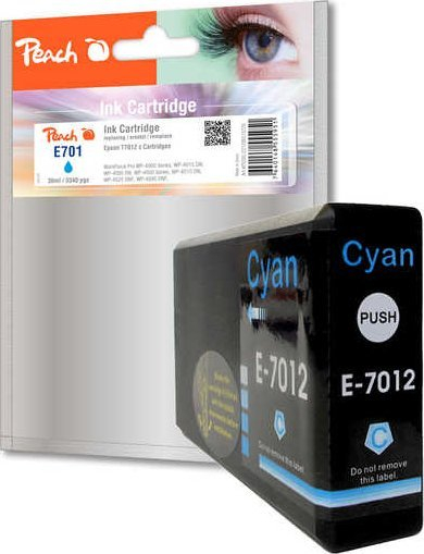 Патрон боја Peach PI200-221, компатибилен со Epson T7012, цијан, висок капацитет