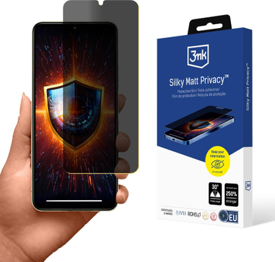 Заштитно стакло 3MK Silky Matt Privacy за Redmi 14R 5G, мат, проѕирно