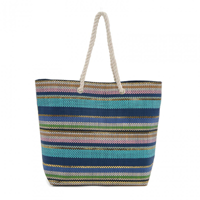 Çantë plazhi Heinner Beach Bag Stripes, 50x38x35x15 cm, letër e endur, shumëngjyrëshe