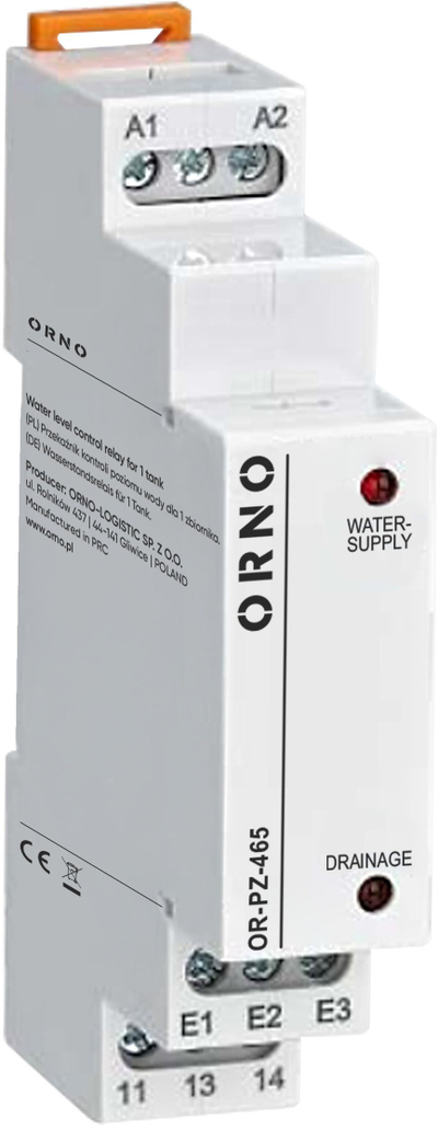 Rele kontrolli niveli uji Orno OR-PZ-465, modulare, për 1 rezervuar, 24-240V AC/DC