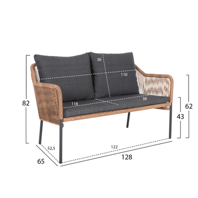 Sofa e jashtme 2-ulëse Baffin (HM6054.03), bezhë