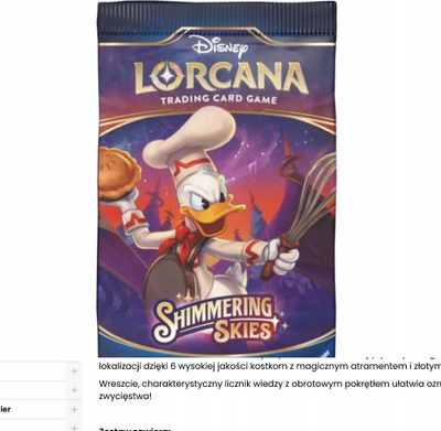 Pako booster me letra Ravensburger Disney Lorcana Shimmering Skies Chapter 5, 12 letra, për lojë me letra për koleksion