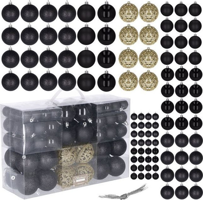 Set zbukurimesh Krishtlindjeje Springos, 100 copë, plastik, të zeza