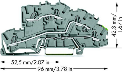Терминален блок Wago 2003-7645, 3 нивоа 2.5mm² L L PE, сив