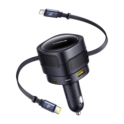 Karikues makine Baseus Enjoyment Max me kabllo USB-C+Lightning dhe porte USB-A+USB-C 90W (i zi)