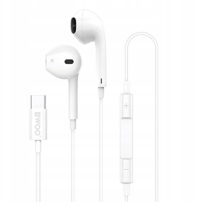 Kufje me tela BWOO HF175, USB C, me mikrofon, të bardha