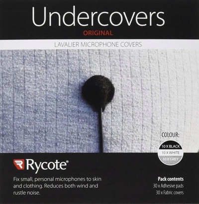 Aksesor për mikrofon lavalier Rycote Undercovers, set me ngjitësa dhe disqe, i bardhë, gri edhe i zi