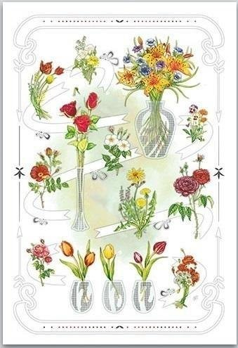 Kartolinë urimi Flowers, 12x18 cm, me zarf, shumëngjyrëshe
