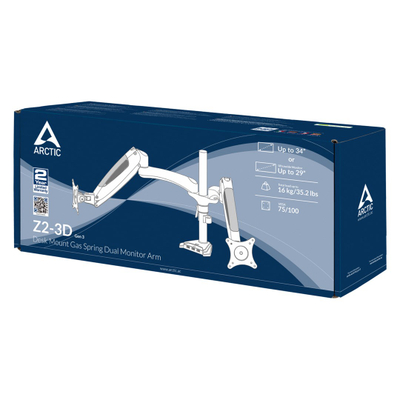 Krah montimi për dy monitorë Arctic Z2-3D (Gen 3), 34", VESA 75/100, 8 kg, 4x USB, i zi mat