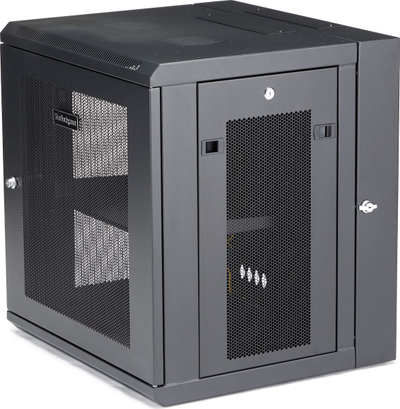 Kabinet rrjeti StarTech 4 Post 12U, për mur, me raft 1U, ngjyrë e zezë