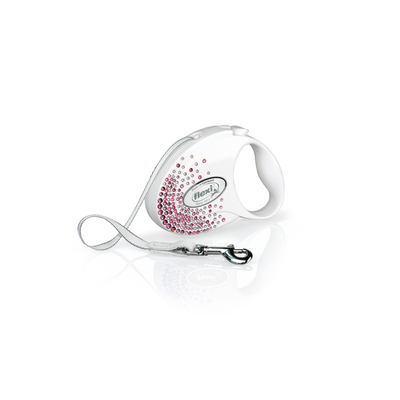 Rrip Flexi Glam Splash Pink, për qen, i bardhë, 3 m / 12 kg