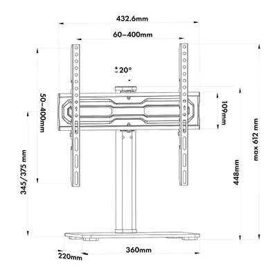 Stativ universal TV Maclean MC 132, për 32–55\", deri 35 kg, i zi