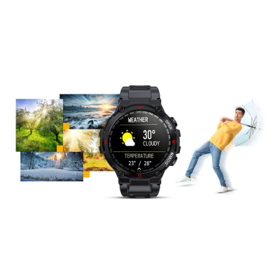 Smartwatch Giewont GW430-1, sportiv, që s’e ha uji, i zi