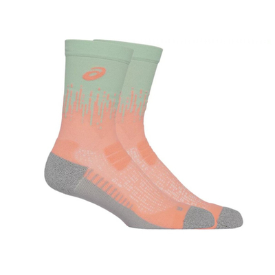 Çorape sportive Asics Performance Run, material tharje e shpejtë, jeshile portokalli