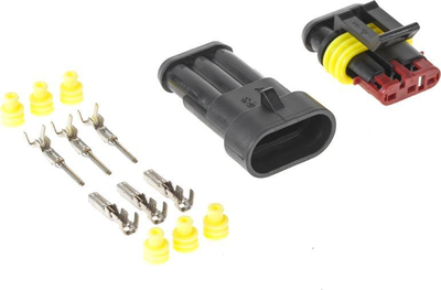 Connector hermetik Superseal 1.5, 3 pin mashkull, i zi