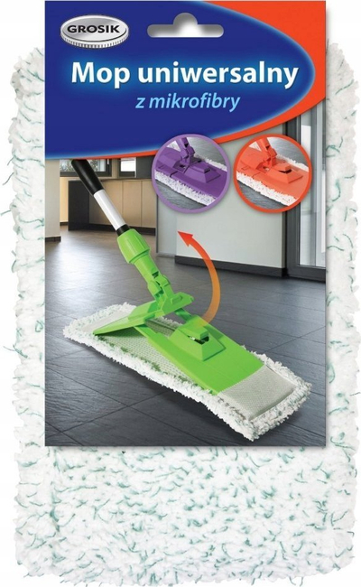 Refill mop mikrofibër Grosik Universal, për mop të sheshtë, universal, i bardhë