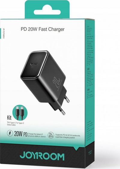 Karikues muri Joyroom PD 20W, USB‑C, kabllo USB‑C 1m, i zi