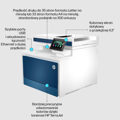 Мултифункционален печатач HP Color LaserJet Pro MFP 4302fdn, 33 стр/мин, сино/бело