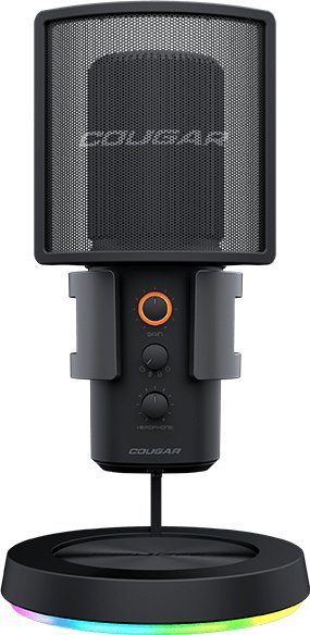 Mикрофон студиски Cougar Screamer X 3H500MK3B.0001, USB, со повеќе начини на снимање, црн