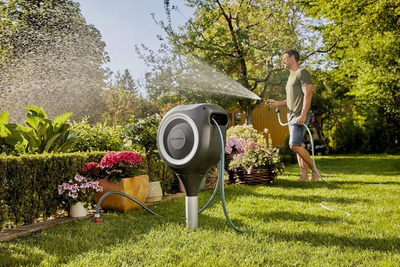 Кутија за градинарско црево Gardena RollUp M 18616-20, 20m, вртење 360°, сива