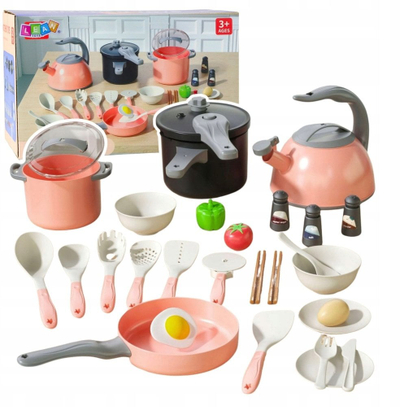 Set lodrash kuzhine Kitchen Set, 32 pjesë, plastik, rozë