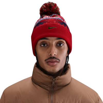 Капа за мажи Nike Peak Winter Wonderland Beanie, 1SIZE, црвена сина зелена