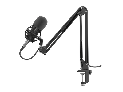 Mikrofon kondensator Genesis Radium 300 XLR, set me krah dhe pop filter, i zi