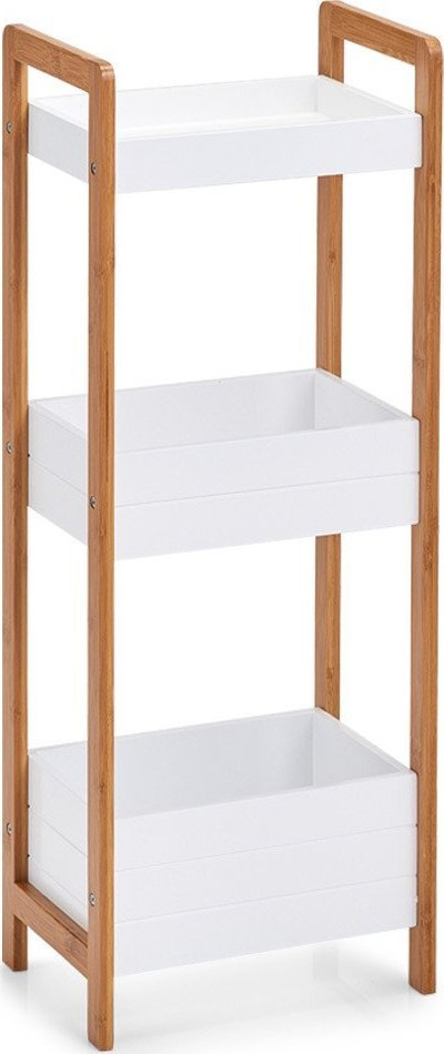 Raft banjoje Zeller, 20cm x 74cm, 3 ndarje, bambu dhe i bardhë