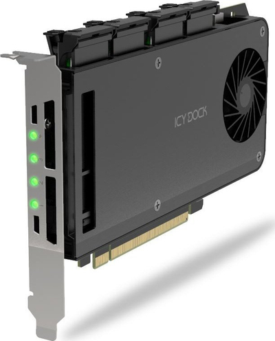 Адаптер SSD ICY DOCK ExpressSlot MB204MP-1B, 4 x M.2 NVMe, PCIe x16