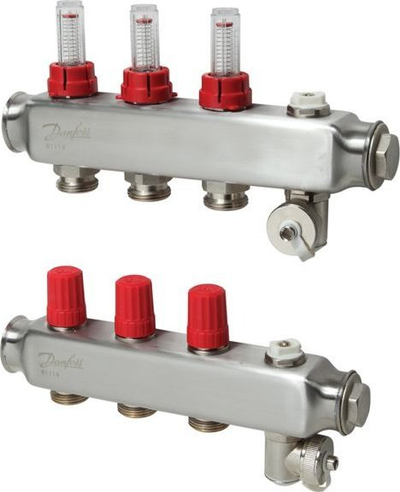 Kolektor ngrohjeje Danfoss Manifold SSM 088U0758, 8 dalje, inoks, ngjyrë argjendi