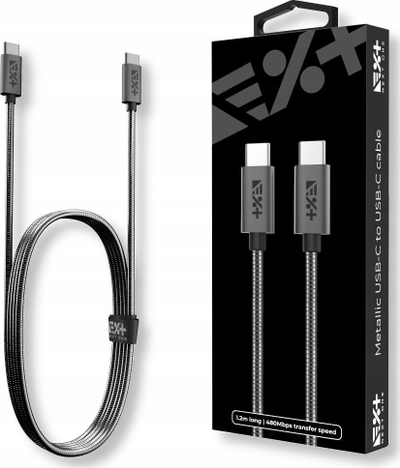 Kabllo USB NEXT ONE USB C në USB C, 1.2 m, 3A Power Delivery, e zezë