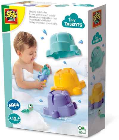 Lodra banjo SES Creative 13058 Stacking Bath Turtles, set 3 pjesë, për foshnje 10m+, shumëngjyrëshe