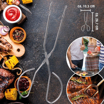 Pinseta grilli BBQ Collection, çelik inox, 27 cm, ngjyrë argjendi
