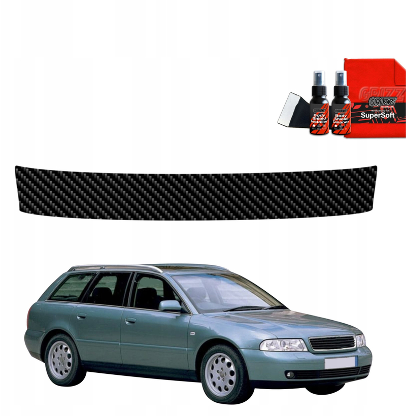 Film mbrojtës prag bagazhi GrizzGlass BodyShield Carbon, për Audi A4 B5 Avant 1994-2001, teksturë karbon, i zi