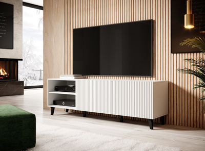 Kredencë TV Cama Meble Pafos, 150x42x52cm, MDF, e bardhë mat