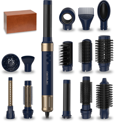 Furçë ajri e nxehtë Cecotec Bamba CeramicCare 14in1 AirGlam, me shtresë qeramike, teknologji jonike, blu